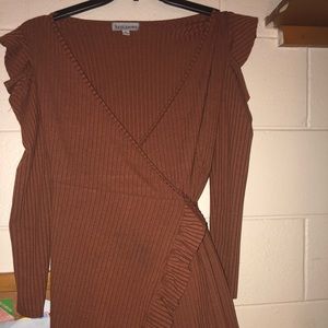 Tan fashion nova wrap dress